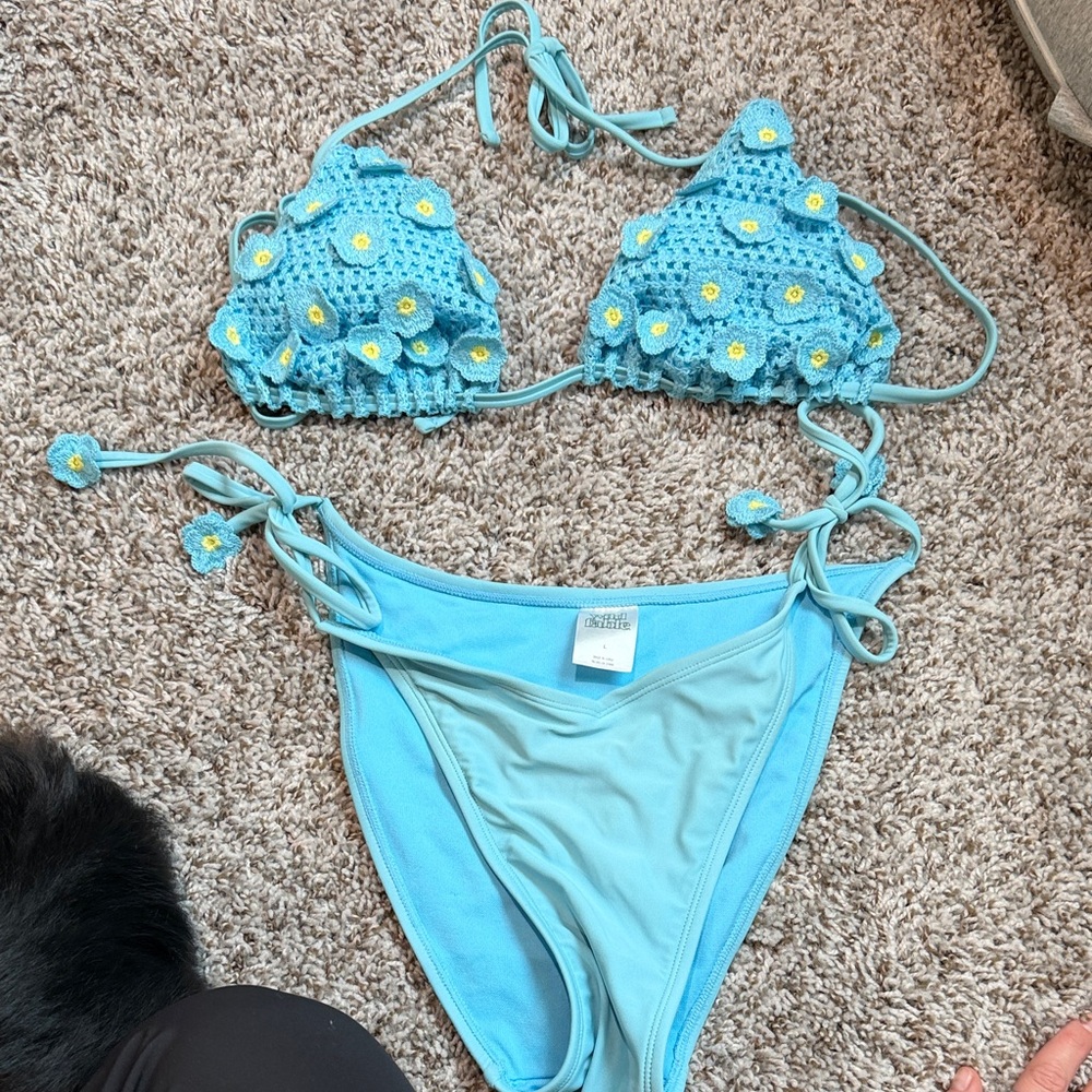 Blue Floral Kids Swim Set